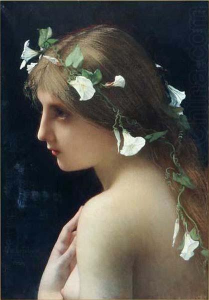 Jules Joseph Lefebvre Nymph with morning glory flowers oil painting picture